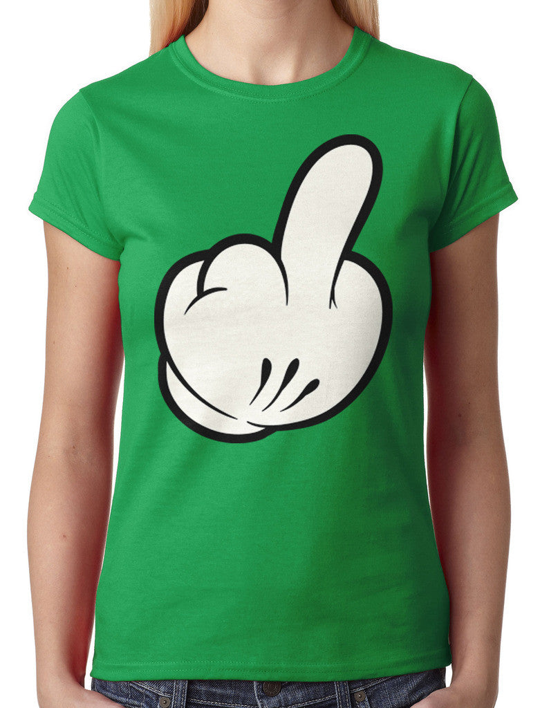 Cartoon Glove Middle Finger Junior Ladies T-shirt
