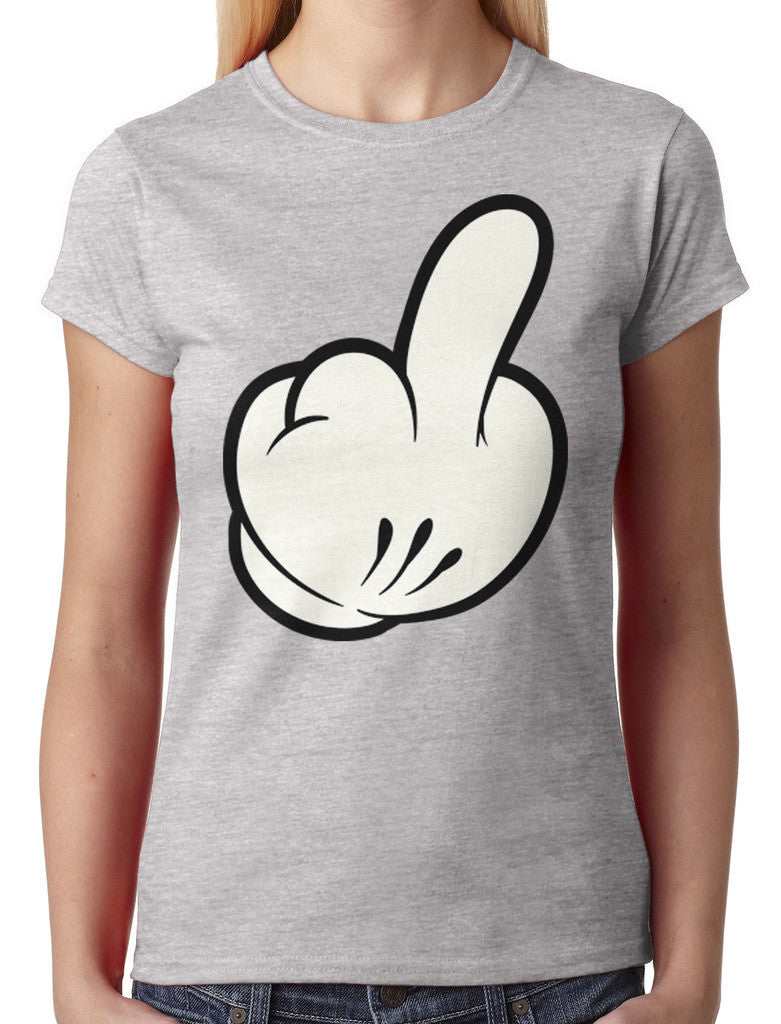 Cartoon Glove Middle Finger Junior Ladies T-shirt