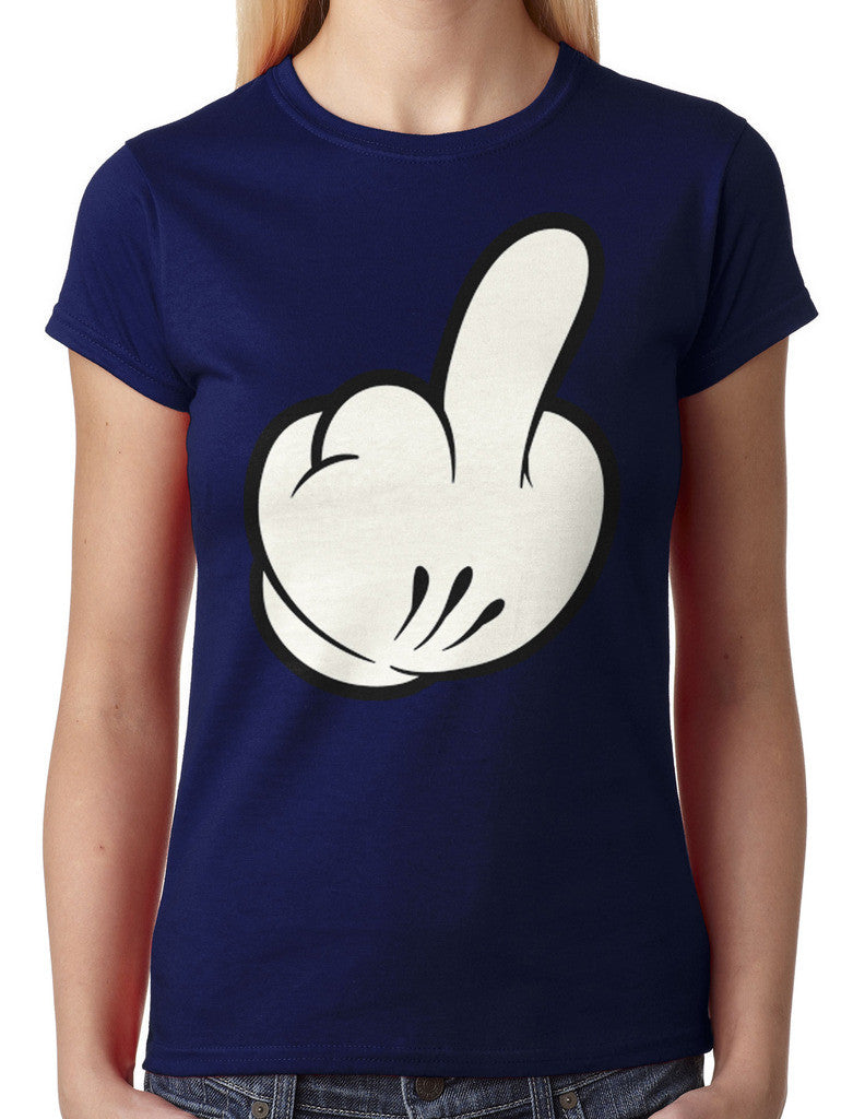 Cartoon Glove Middle Finger Junior Ladies T-shirt
