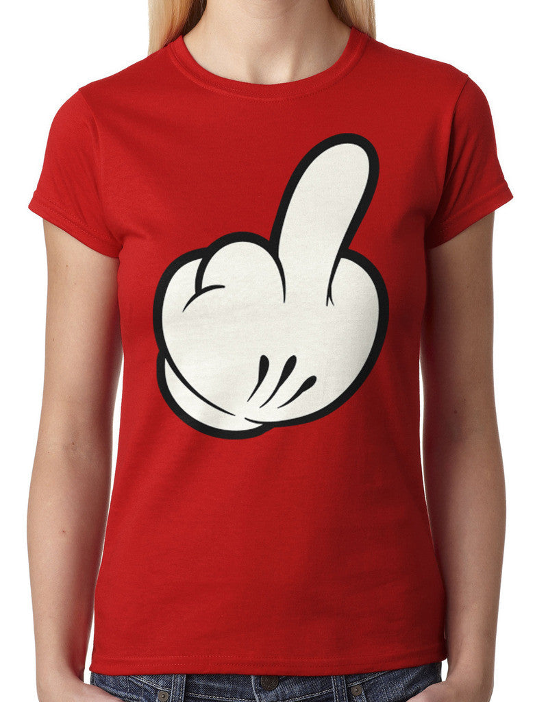 Cartoon Glove Middle Finger Junior Ladies T-shirt