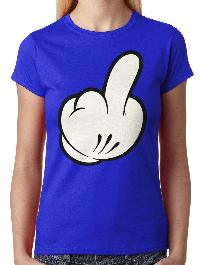 Cartoon Glove Middle Finger Junior Ladies T-shirt