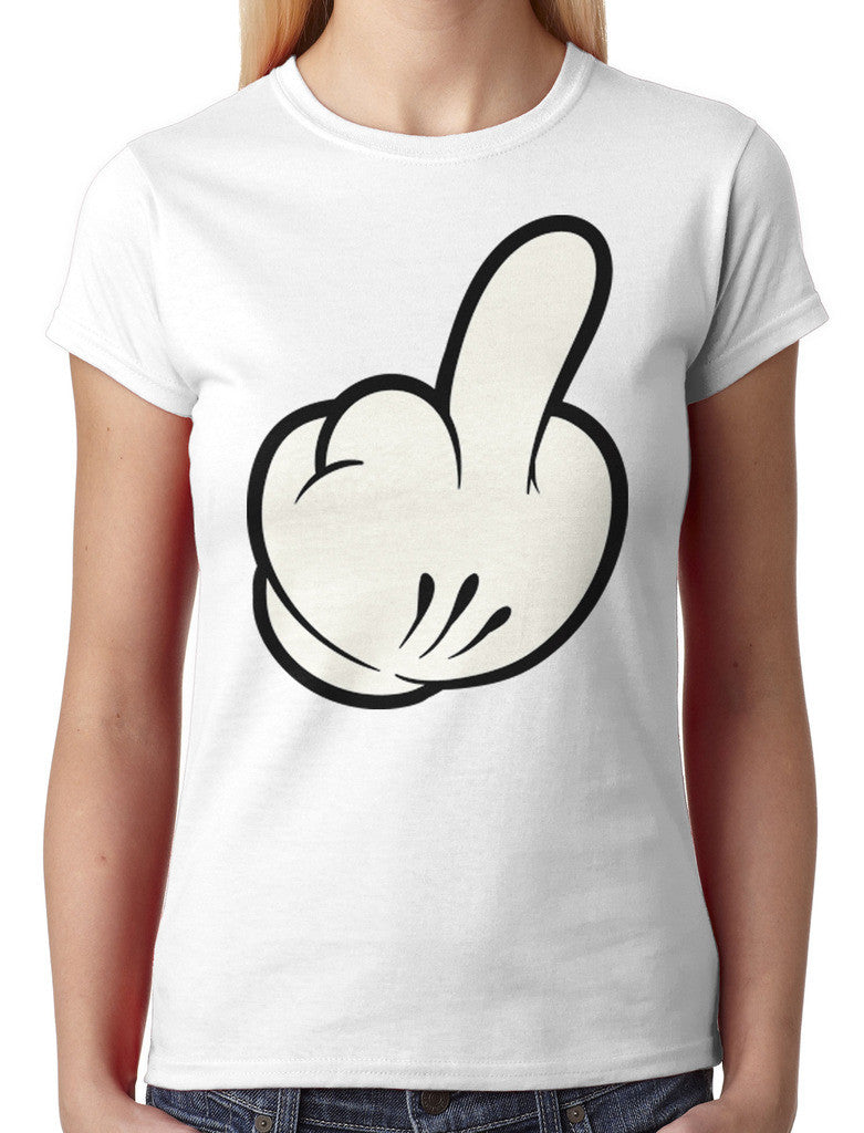 Cartoon Glove Middle Finger Junior Ladies T-shirt