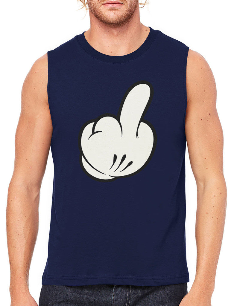 Cartoon Glove Middle Finger Men's Sleeveless T-Shirt