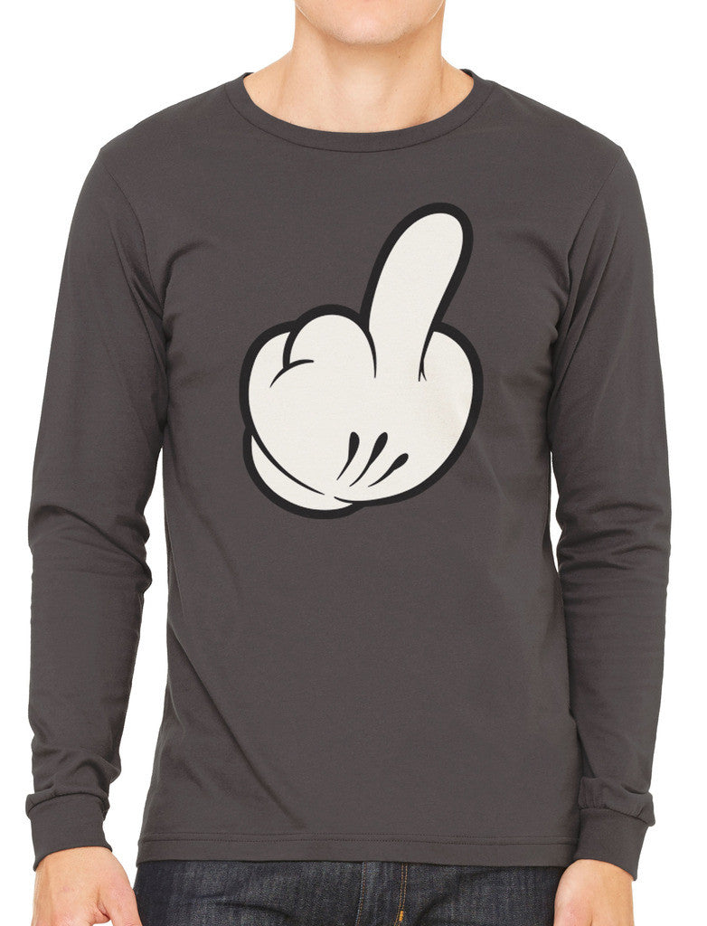 Cartoon Glove Middle Finger Men's Long Sleeve T-shirt