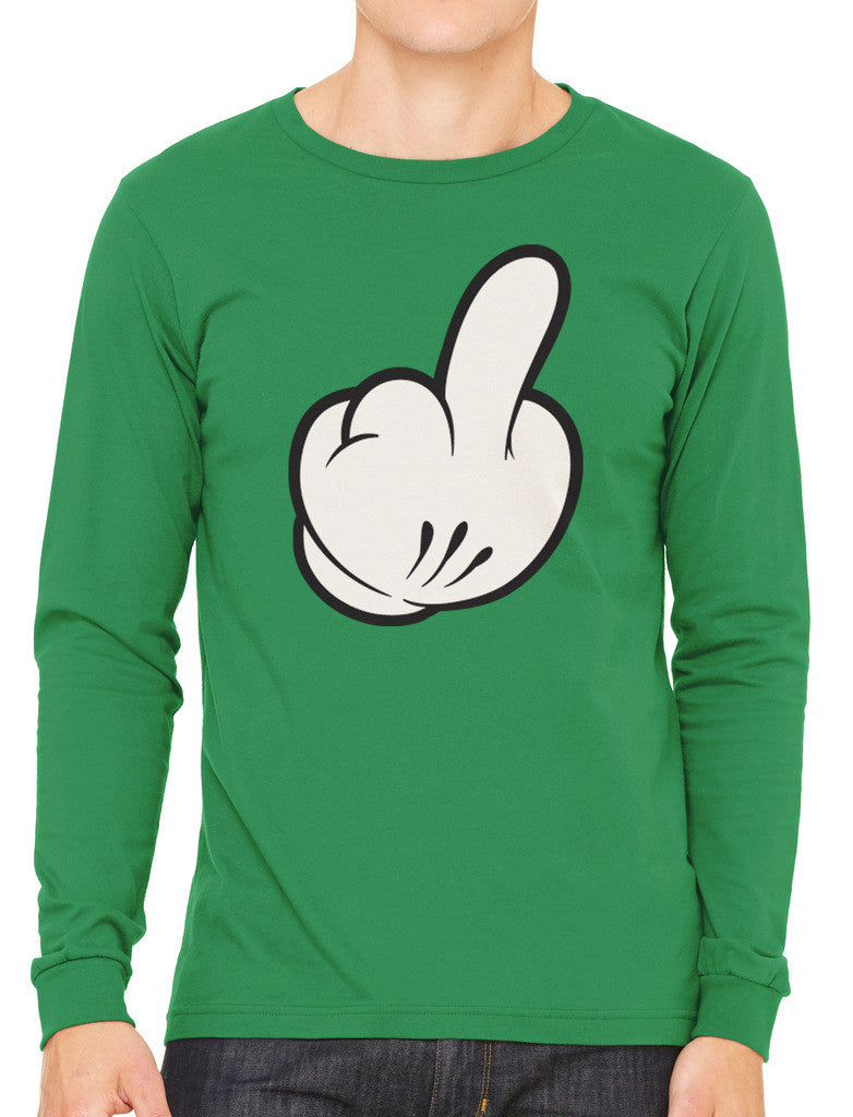 Cartoon Glove Middle Finger Men's Long Sleeve T-shirt
