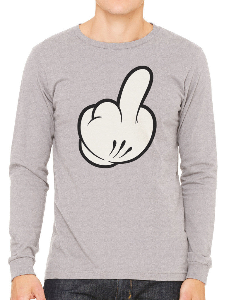 Cartoon Glove Middle Finger Men's Long Sleeve T-shirt