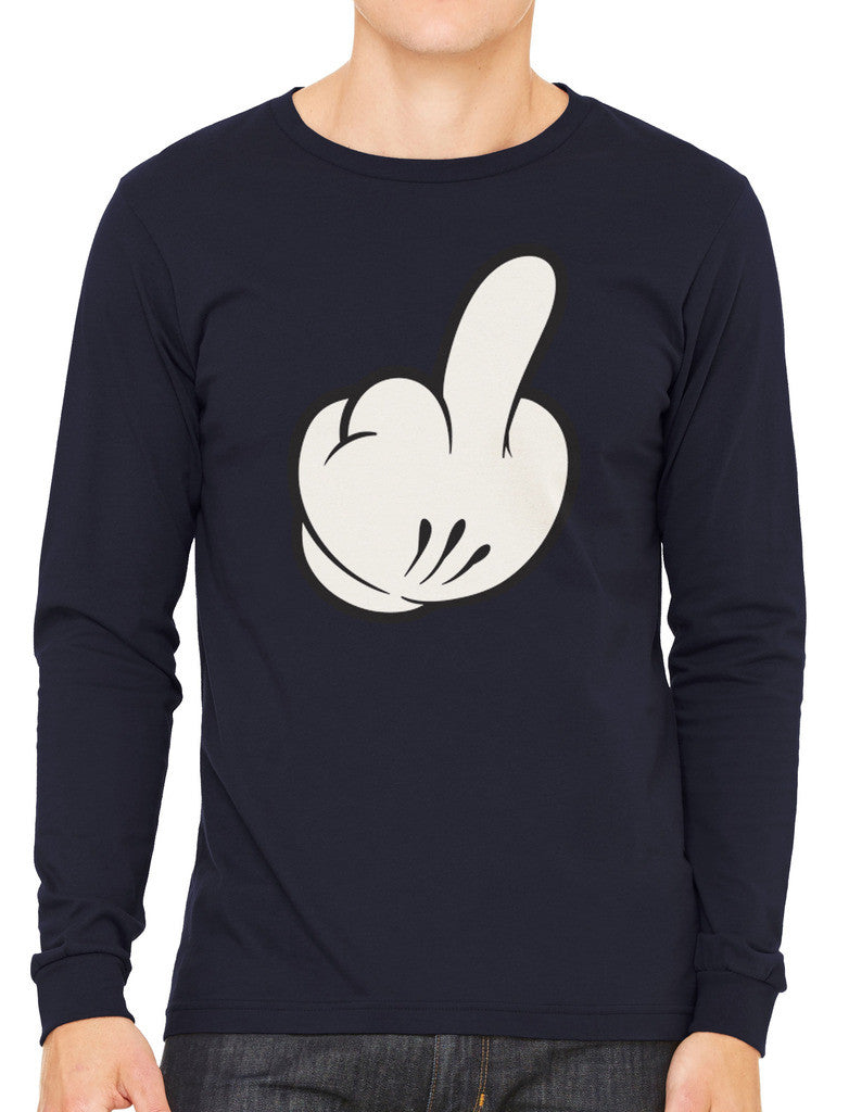Cartoon Glove Middle Finger Men's Long Sleeve T-shirt