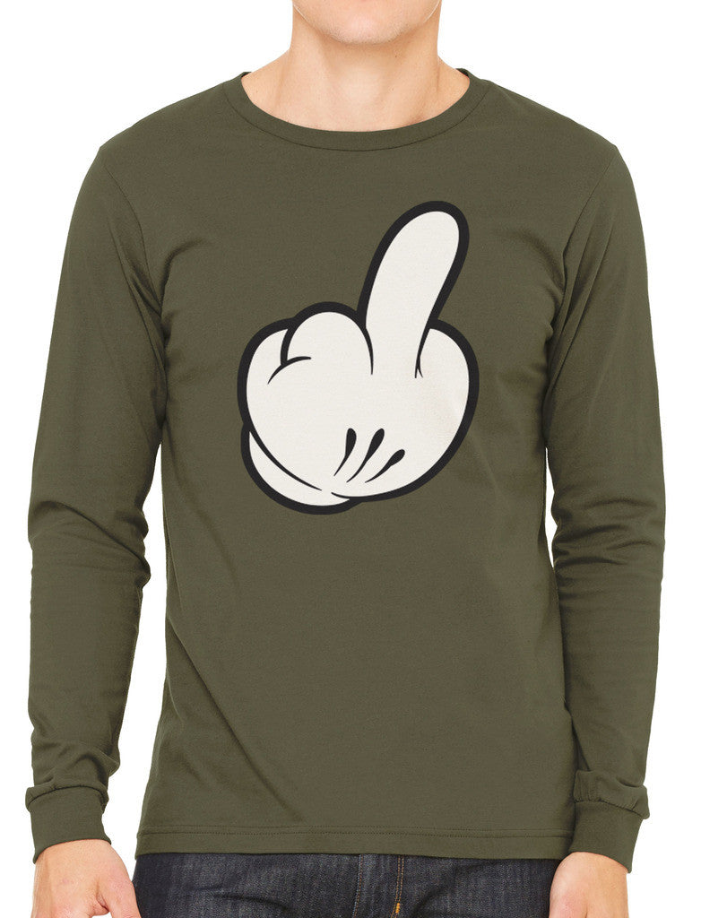 Cartoon Glove Middle Finger Men's Long Sleeve T-shirt