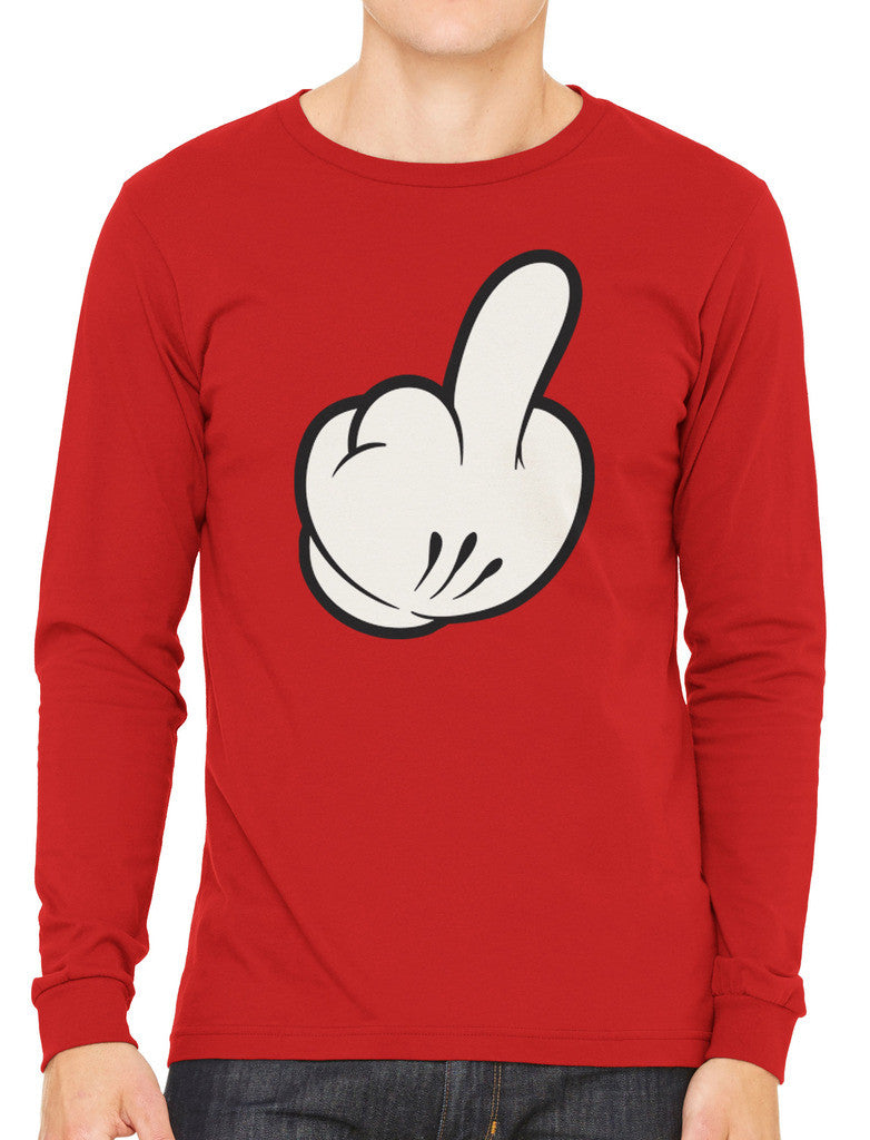 Cartoon Glove Middle Finger Men's Long Sleeve T-shirt