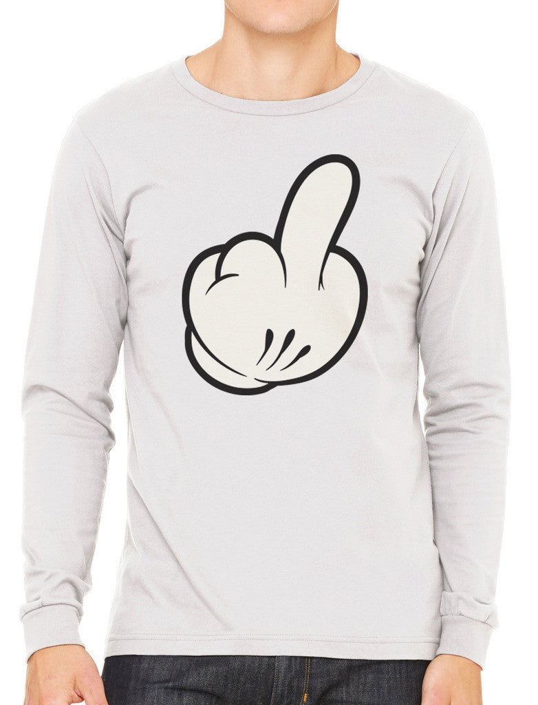 Cartoon Glove Middle Finger Men's Long Sleeve T-shirt