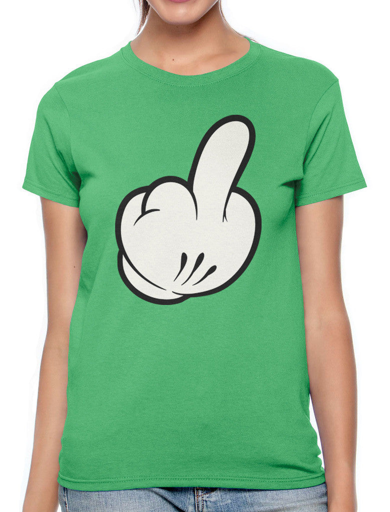 Cartoon Glove Middle Finger Women's T-shirt