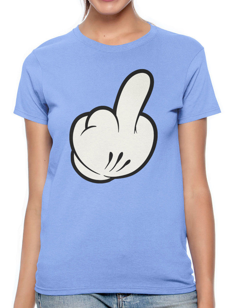 Cartoon Glove Middle Finger Women's T-shirt