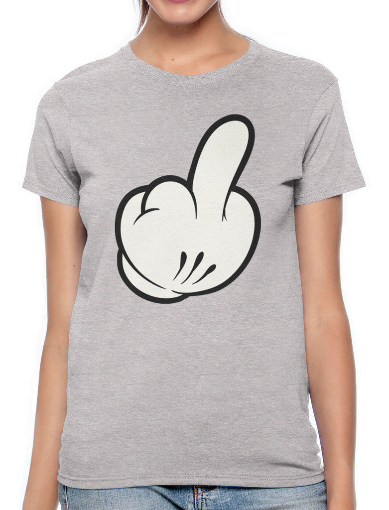 Cartoon Glove Middle Finger Women's T-shirt