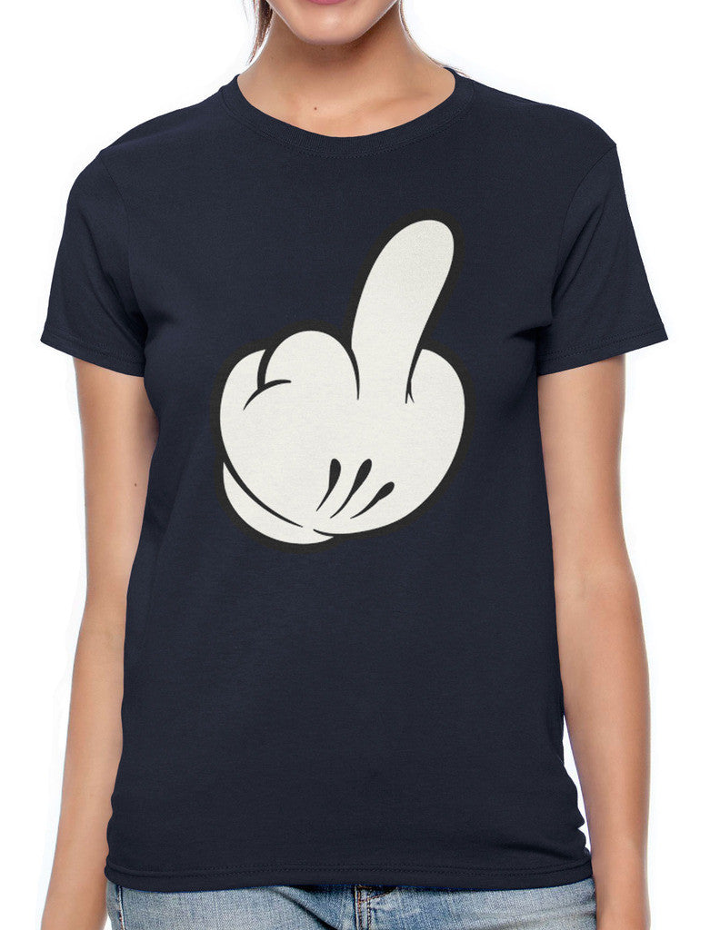 Cartoon Glove Middle Finger Women's T-shirt