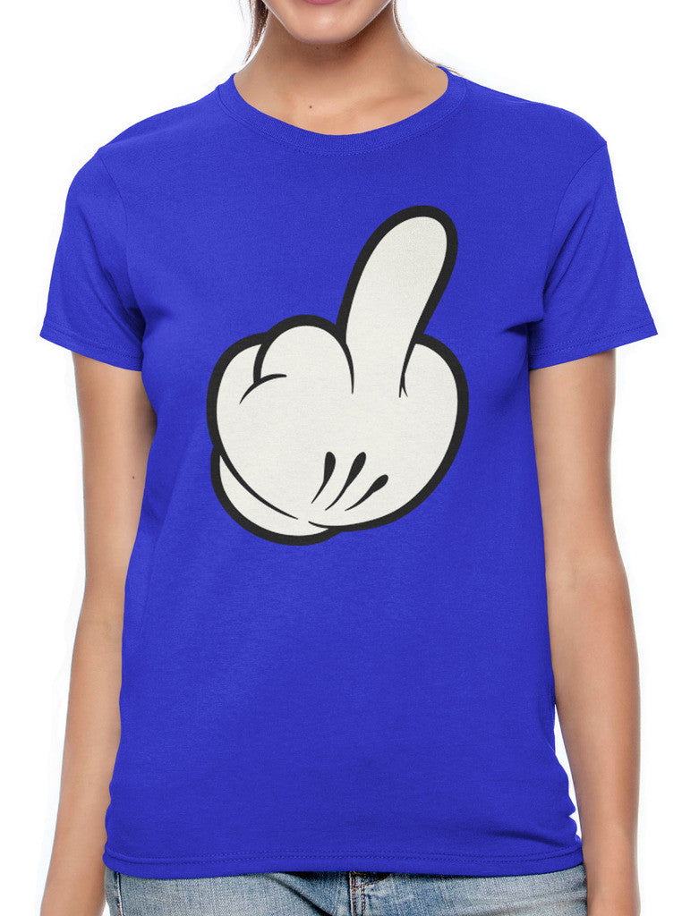 Cartoon Glove Middle Finger Women's T-shirt