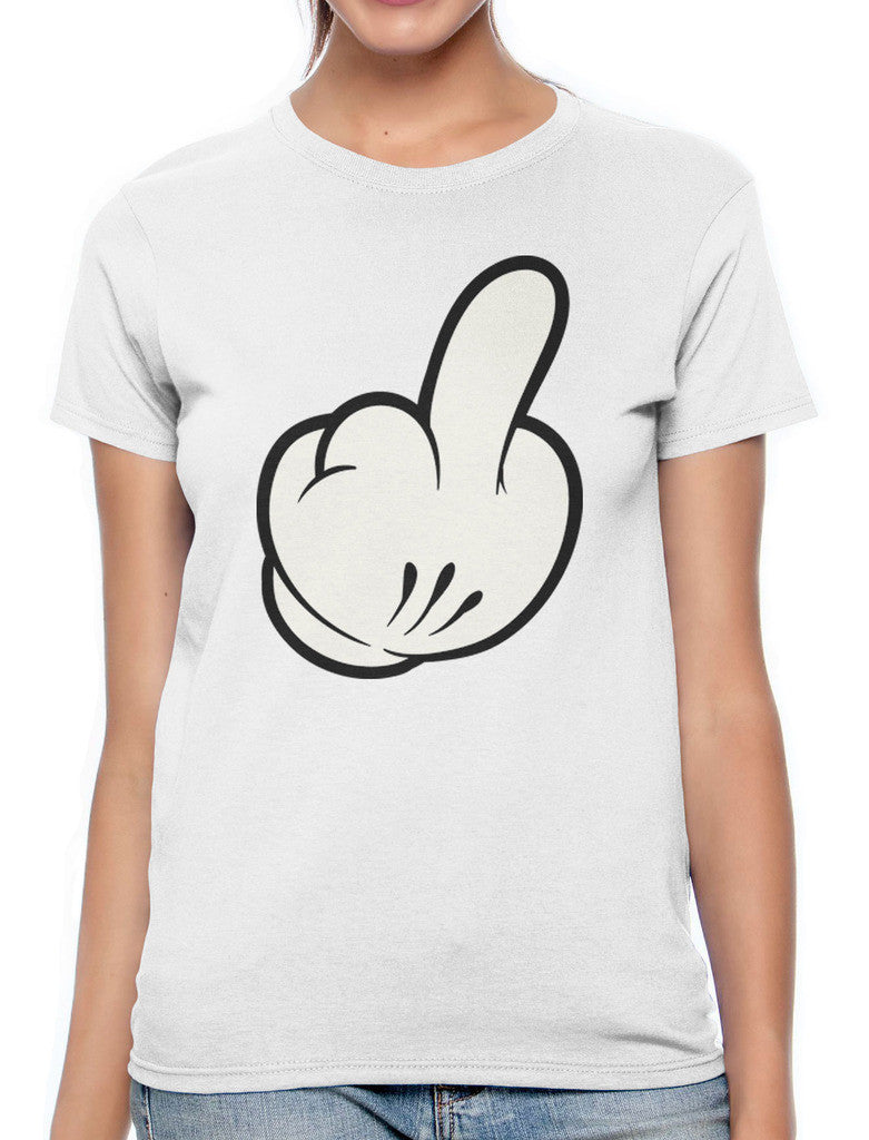 Cartoon Glove Middle Finger Women's T-shirt