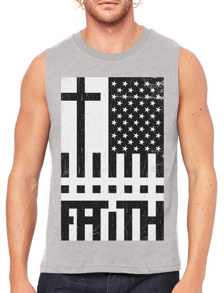 Faith Cross American Flag Men's Sleeveless T-Shirt