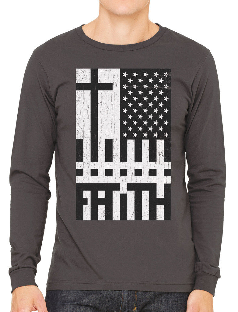 Faith Cross American Flag Men's Long Sleeve T-shirt