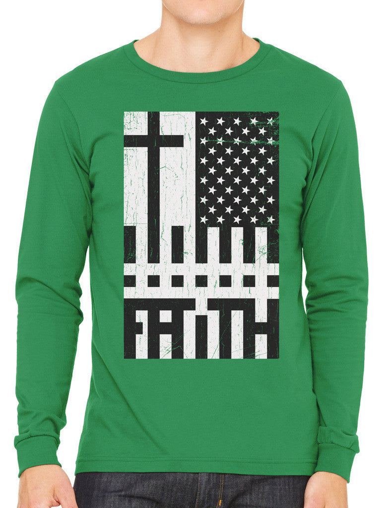Faith Cross American Flag Men's Long Sleeve T-shirt