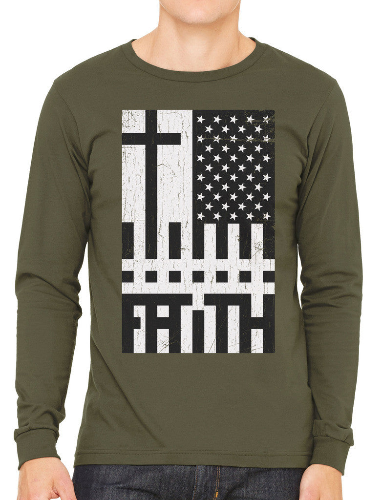 Faith Cross American Flag Men's Long Sleeve T-shirt
