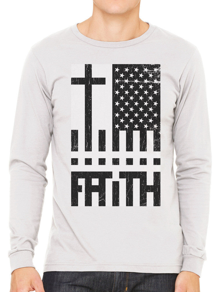 Faith Cross American Flag Men's Long Sleeve T-shirt