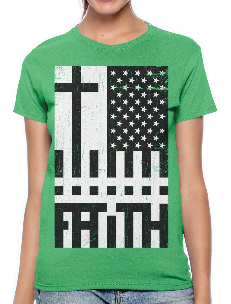 Faith Cross American Flag Women's T-shirt