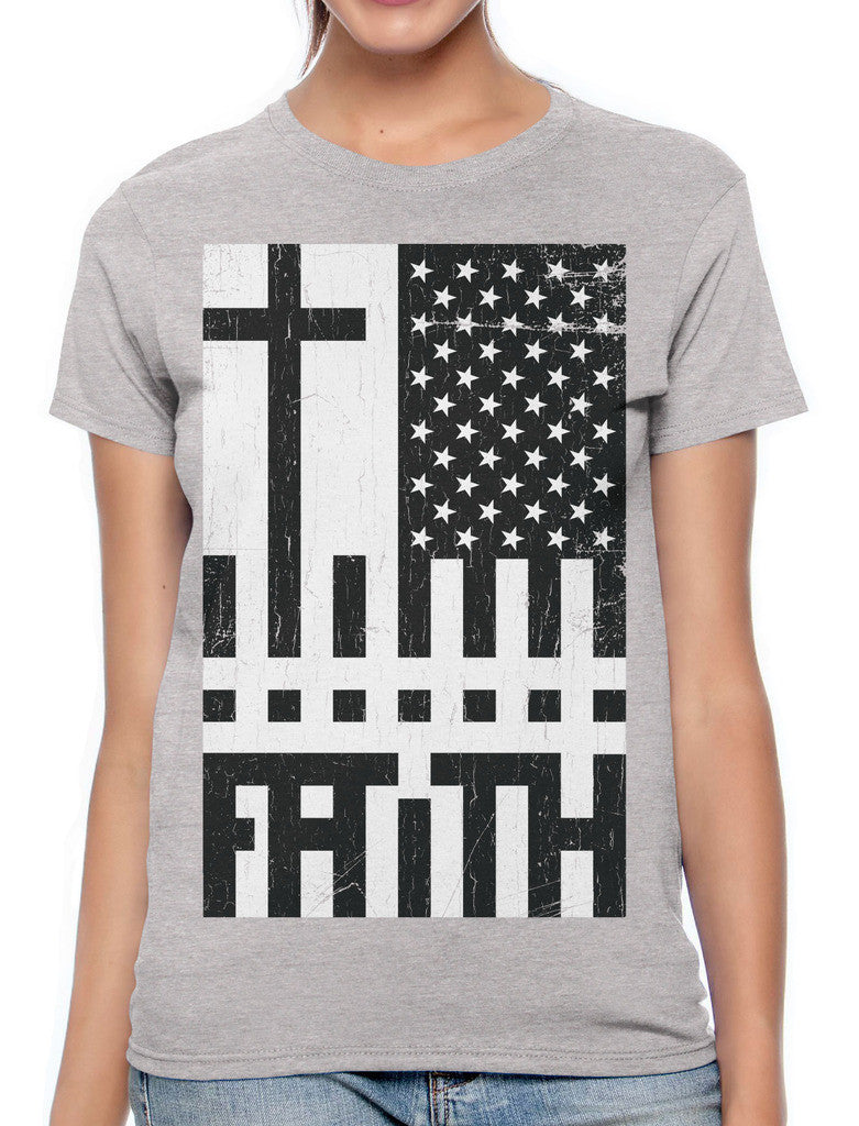 Faith Cross American Flag Women's T-shirt