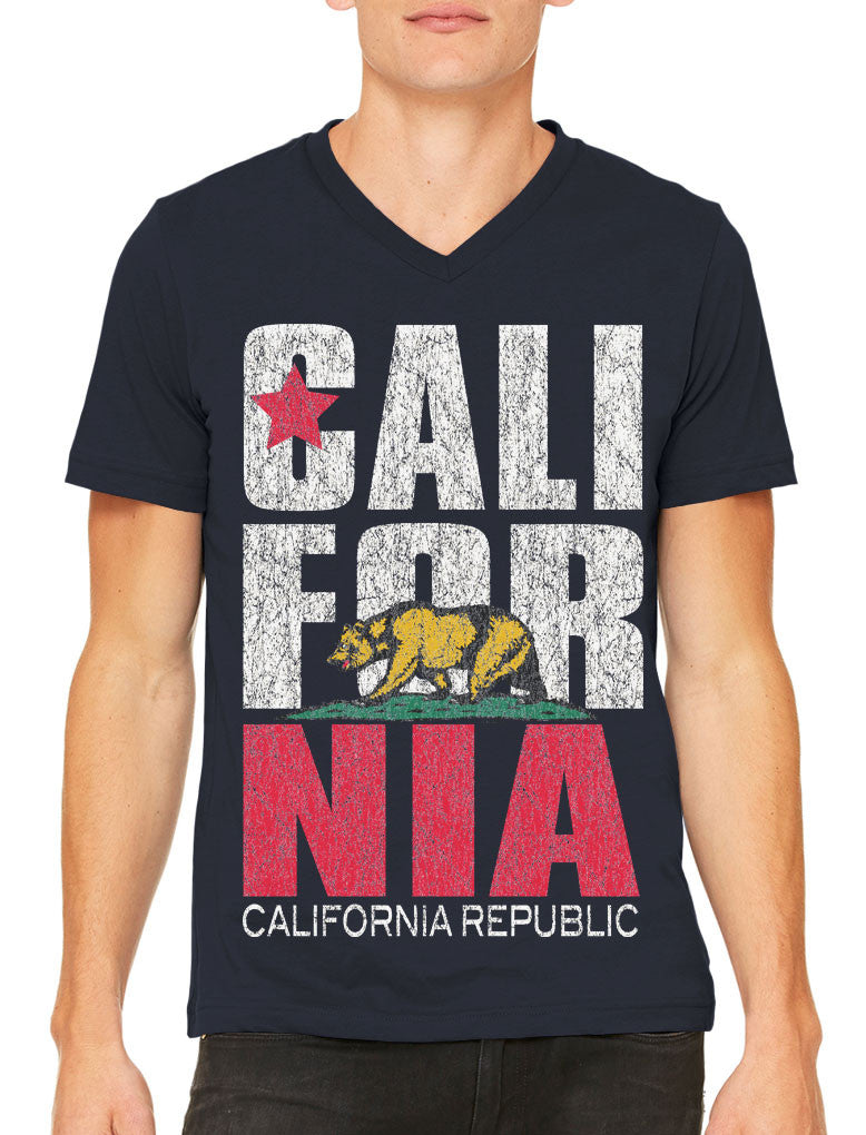 Cali For Nia California Republic Men's V-neck T-shirt