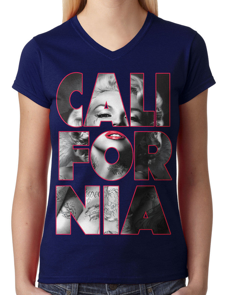 Marilyn Monroe Cali For Nia California Junior Ladies V-neck T-shirt