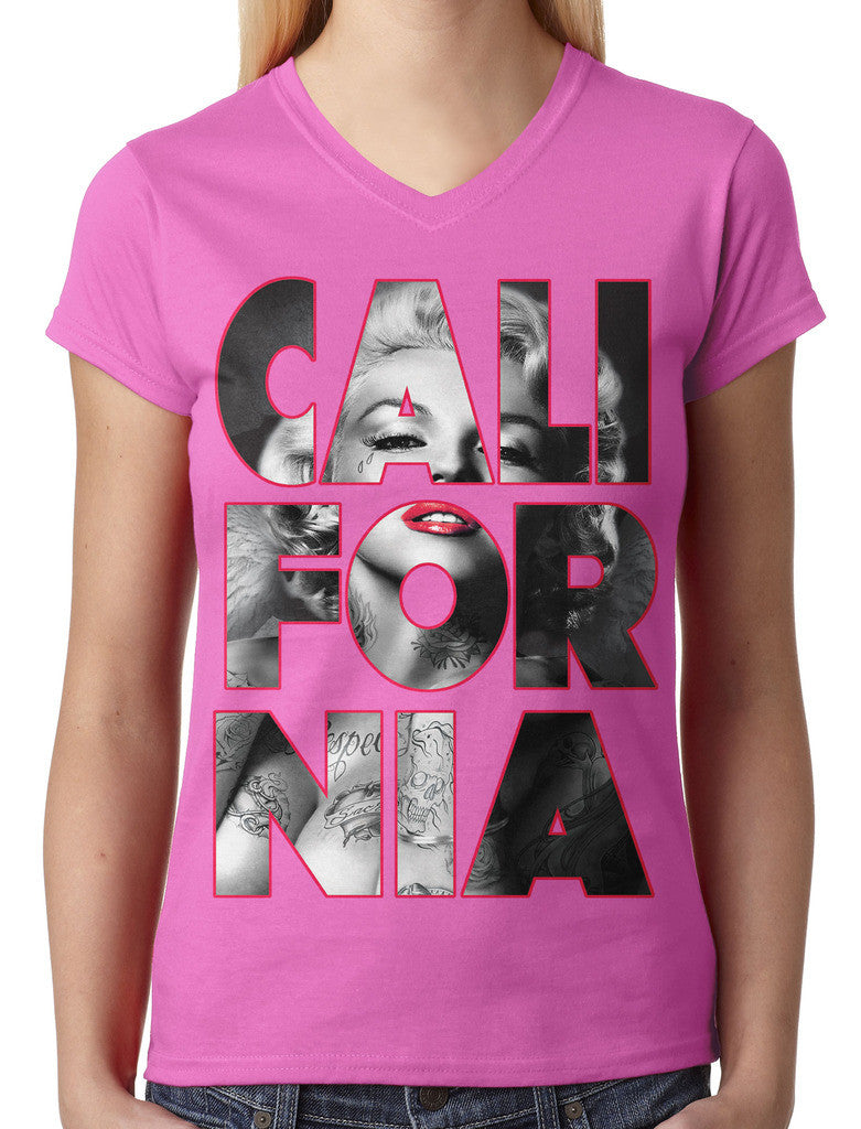 Marilyn Monroe Cali For Nia California Junior Ladies V-neck T-shirt