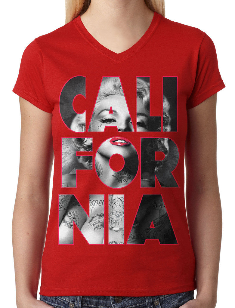 Marilyn Monroe Cali For Nia California Junior Ladies V-neck T-shirt