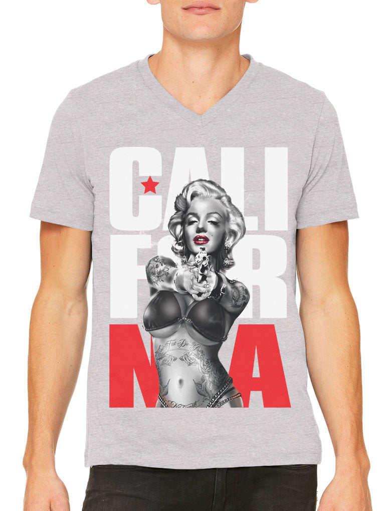 Gangster Marilyn Monroe California Men's V-neck T-shirt