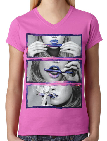 Over Size Headphones Junior Ladies V-neck T-shirt