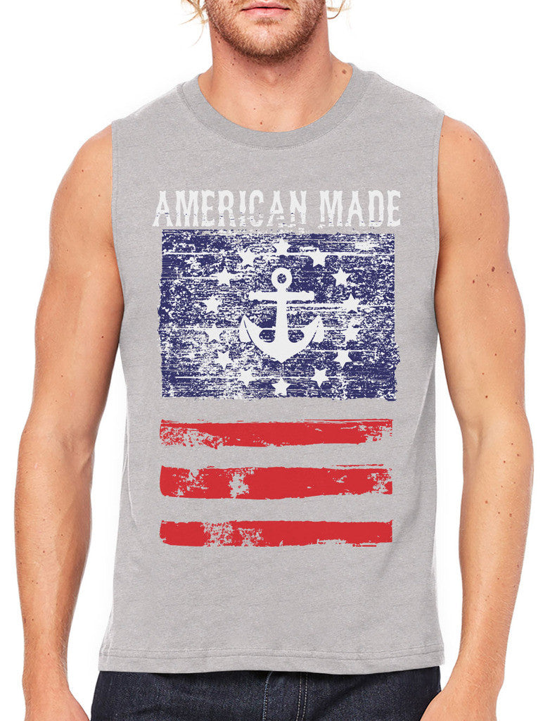 American Made Faded Anchor Flag Men's Sleeveless T-Shirt