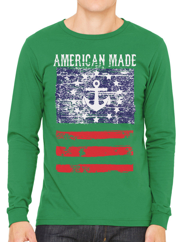 American Made Faded Anchor Flag Men's Long Sleeve T-shirt