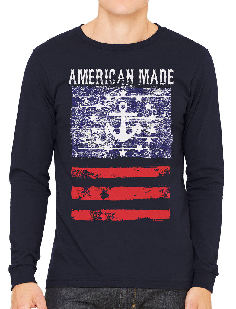 American Made Faded Anchor Flag Men's Long Sleeve T-shirt