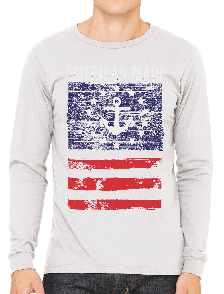American Made Faded Anchor Flag Men's Long Sleeve T-shirt