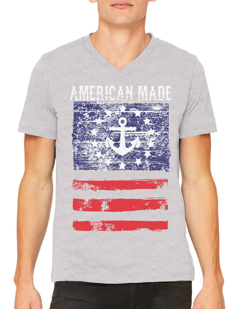 American Made Faded Anchor Flag Men's V-neck T-shirt