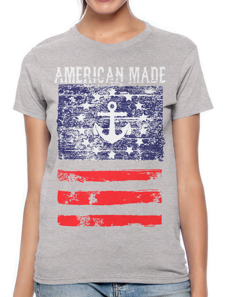 American Made Faded Anchor Flag Women's T-shirt
