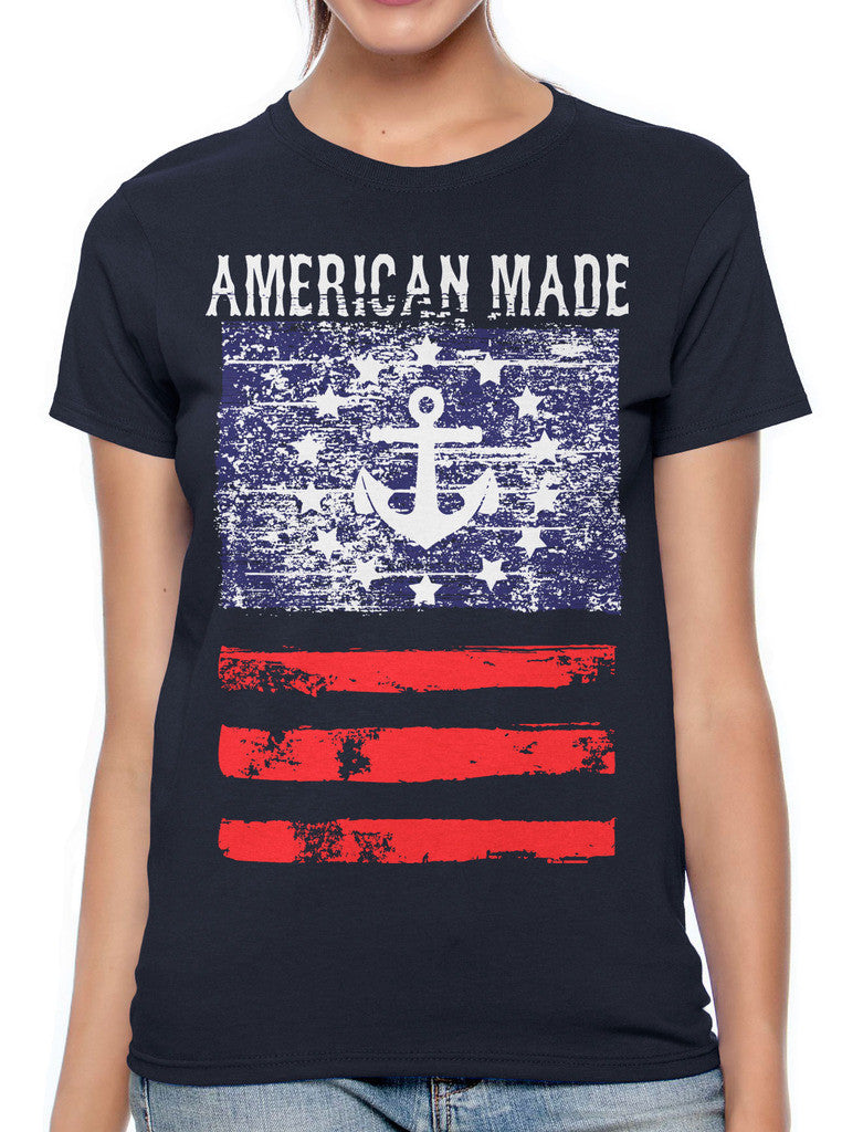American Made Faded Anchor Flag Women's T-shirt