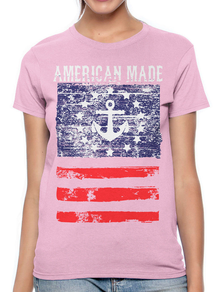 American Made Faded Anchor Flag Women's T-shirt
