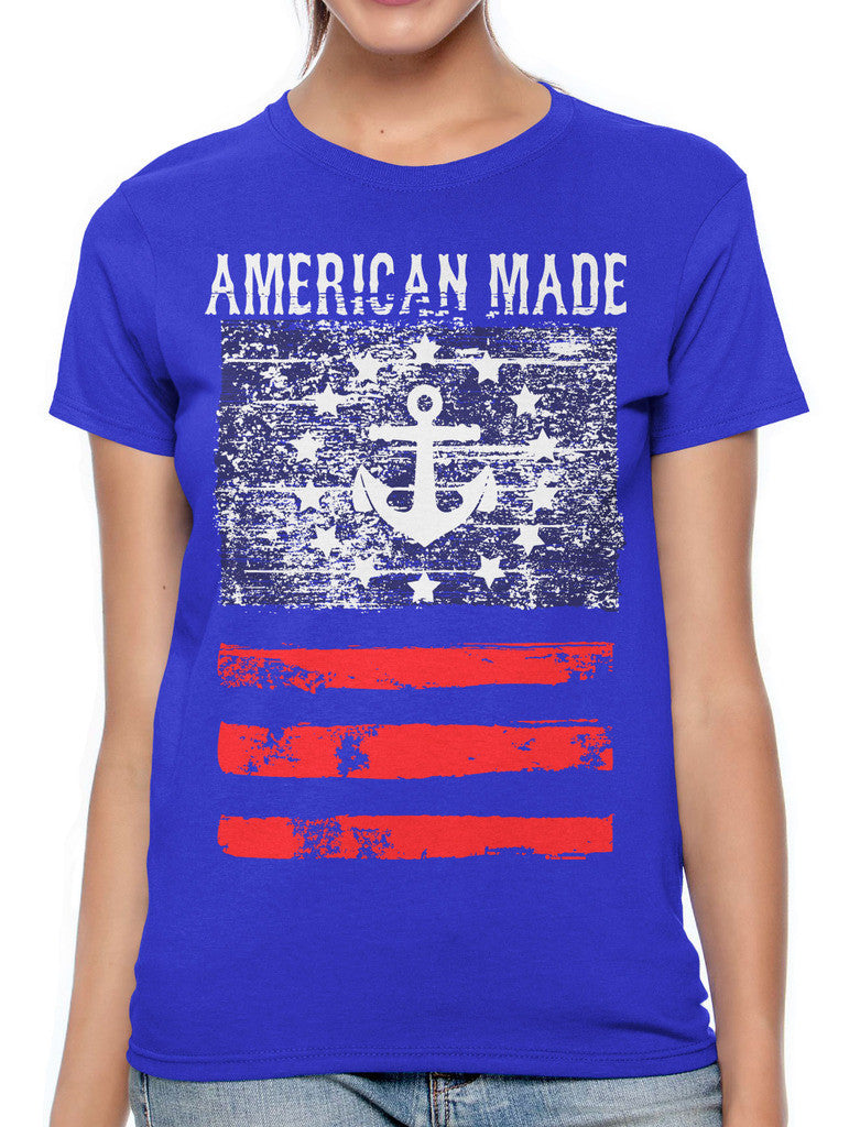 American Made Faded Anchor Flag Women's T-shirt
