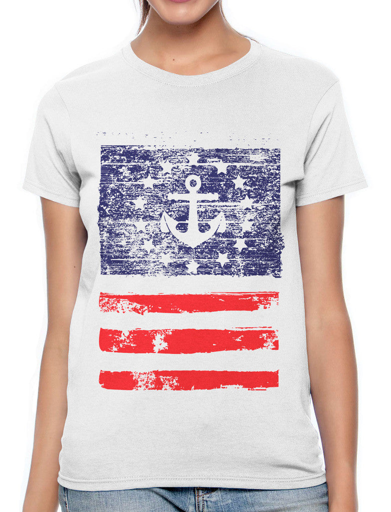 American Made Faded Anchor Flag Women's T-shirt