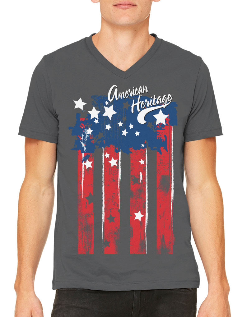 Faded American Heritage Flag Men's V-neck T-shirt
