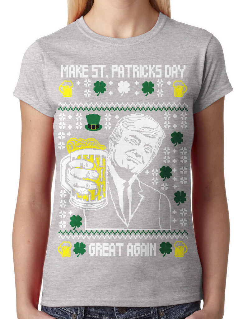 Digital Trump Make St Patricks Day Great Again Junior Ladies T-shirt