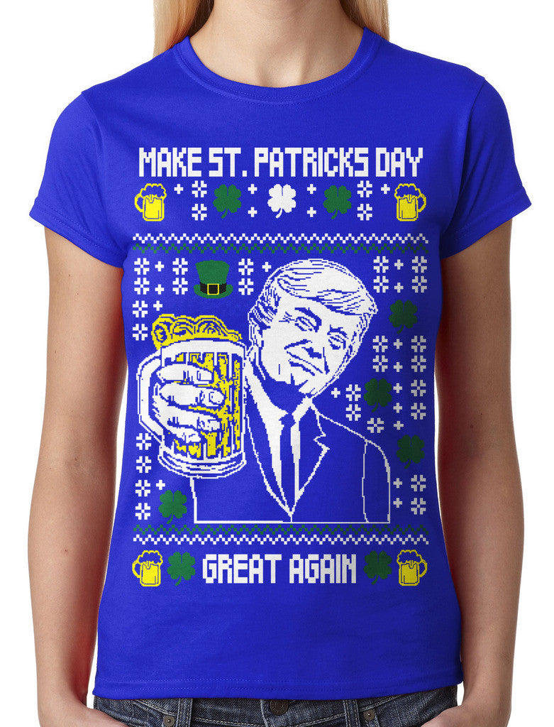 Digital Trump Make St Patricks Day Great Again Junior Ladies T-shirt
