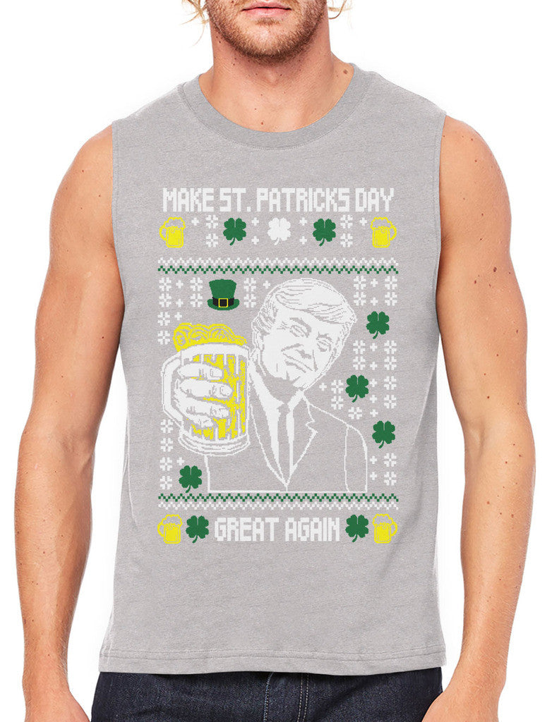 Digital Trump Make St Patricks Day Great Again Men's Sleeveless T-Shirt