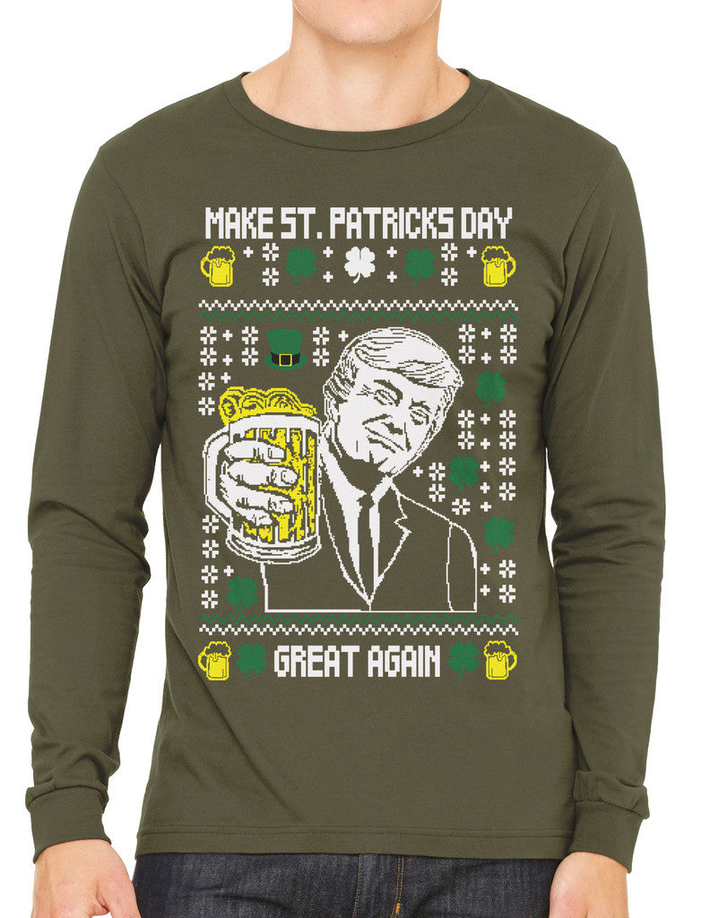Digital Trump Make St Patricks Day Great Again Men's Long Sleeve T-shirt