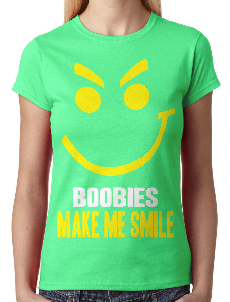 Boobies Make Me Smile Junior Ladies T-shirt