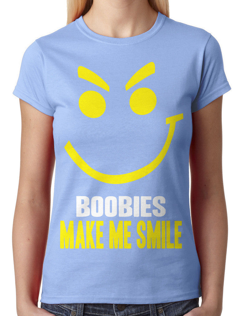 Boobies Make Me Smile Junior Ladies T-shirt